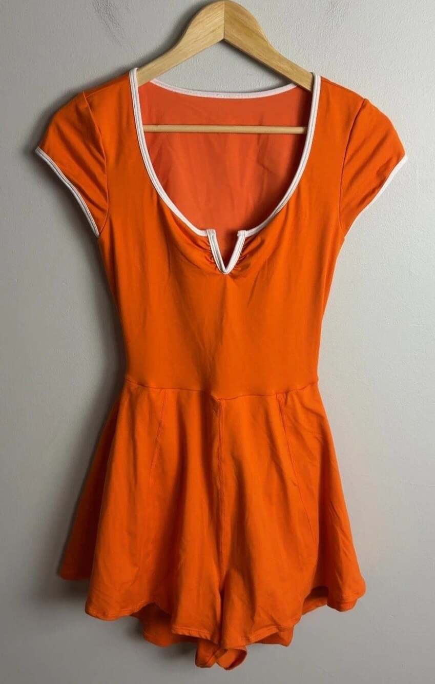 Free People Movement Pipe Dream UV Protection Shortsie Orange White Possibly S/M